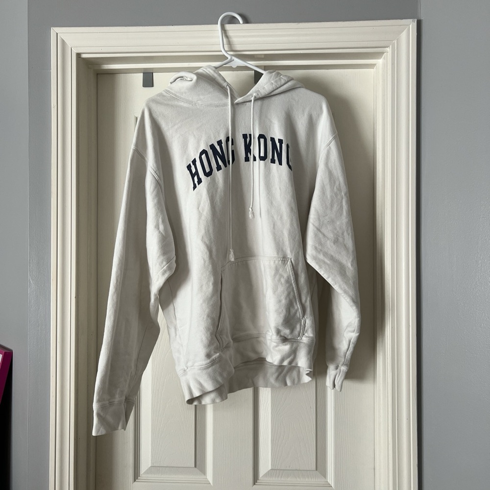 White Hoodie with Hong Kong Print